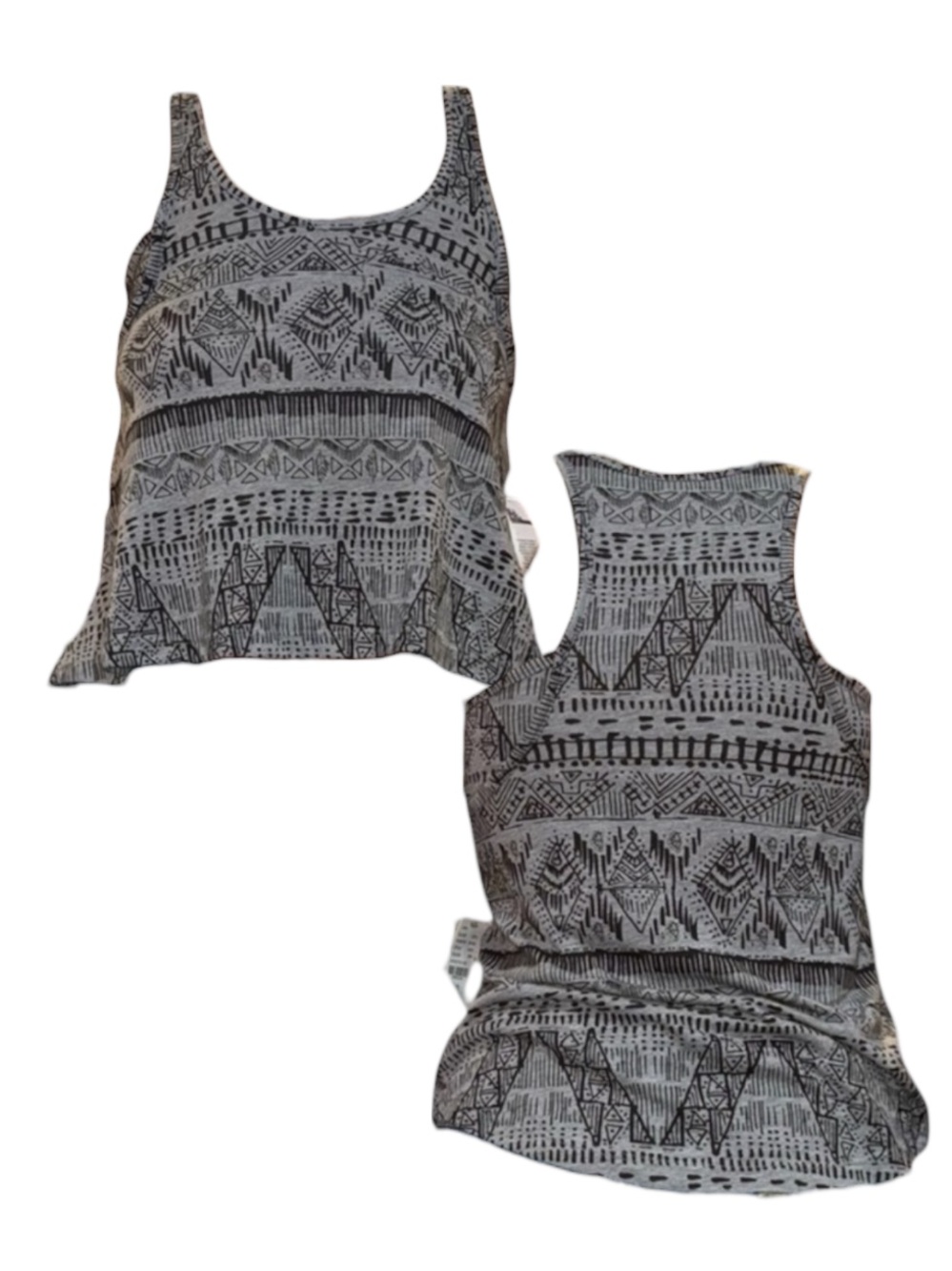 Billabong Black and Gray Patterned Crop Top